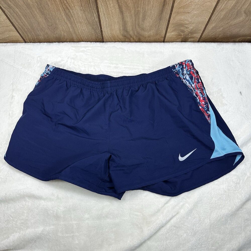 Nike Dri-FIT Tempo Running Shorts Womens Large Blue Lined‎ Athletic Navy L